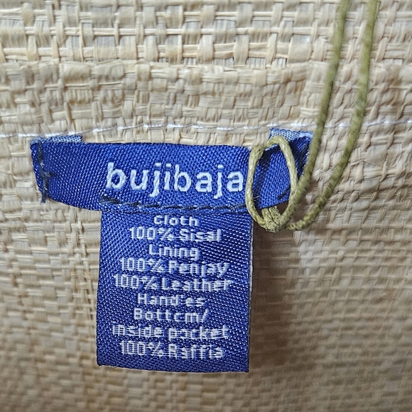 NWT BujiBaha by Hat Attack Straw Small Provence Tote Blues Stripes - Picture 6 of 9